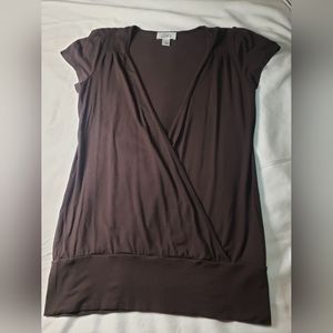 Ann Taylor Loft Brown Wrap Top, Women's size S